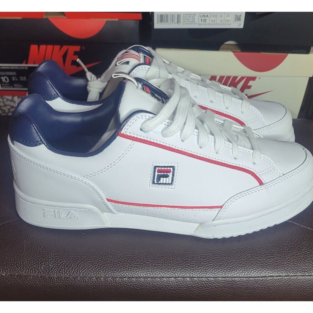 Fila Court Lux 2 Men's Size 10 White Navy Red Leather Casual Sneakers 1FM00692